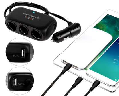 شاحن سيارة USB سريع بثلاثة منافذ: اشحن أجهزتك أينما كنت