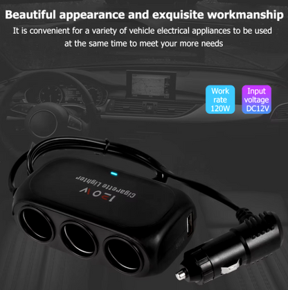 شاحن سيارة USB سريع بثلاثة منافذ: اشحن أجهزتك أينما كنت