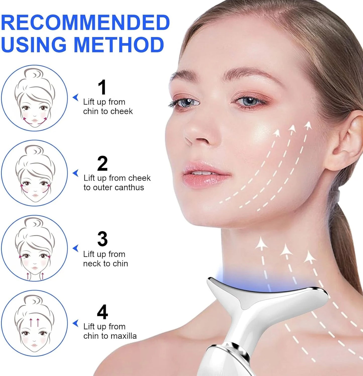 جهاز تدليك الوجه والرقبة، جهاز تجميل الوجه والرقبة، أداة العناية بالبشرة متعددة الوظائف للوجه، لمقاومة الشيخوخة وشد ترهلات البشرة ورفعها، روتين العناية بالبشرة في المنزل (أسود)