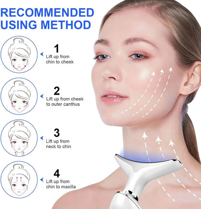 جهاز تدليك الوجه والرقبة، جهاز تجميل الوجه والرقبة، أداة العناية بالبشرة متعددة الوظائف للوجه، لمقاومة الشيخوخة وشد ترهلات البشرة ورفعها، روتين العناية بالبشرة في المنزل (أسود)
